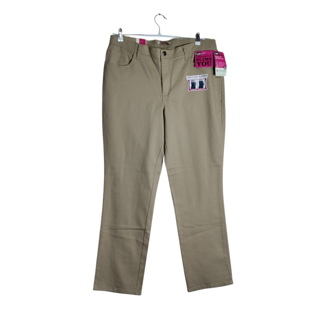 Lee Womens Classic Fit Straight Leg Khaki Pants Tan 18W Medium 3085588